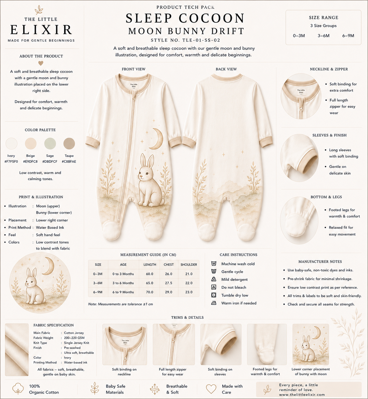 Moon Bunny Sleep Cocoon | Organic Baby Sleep Cocoon