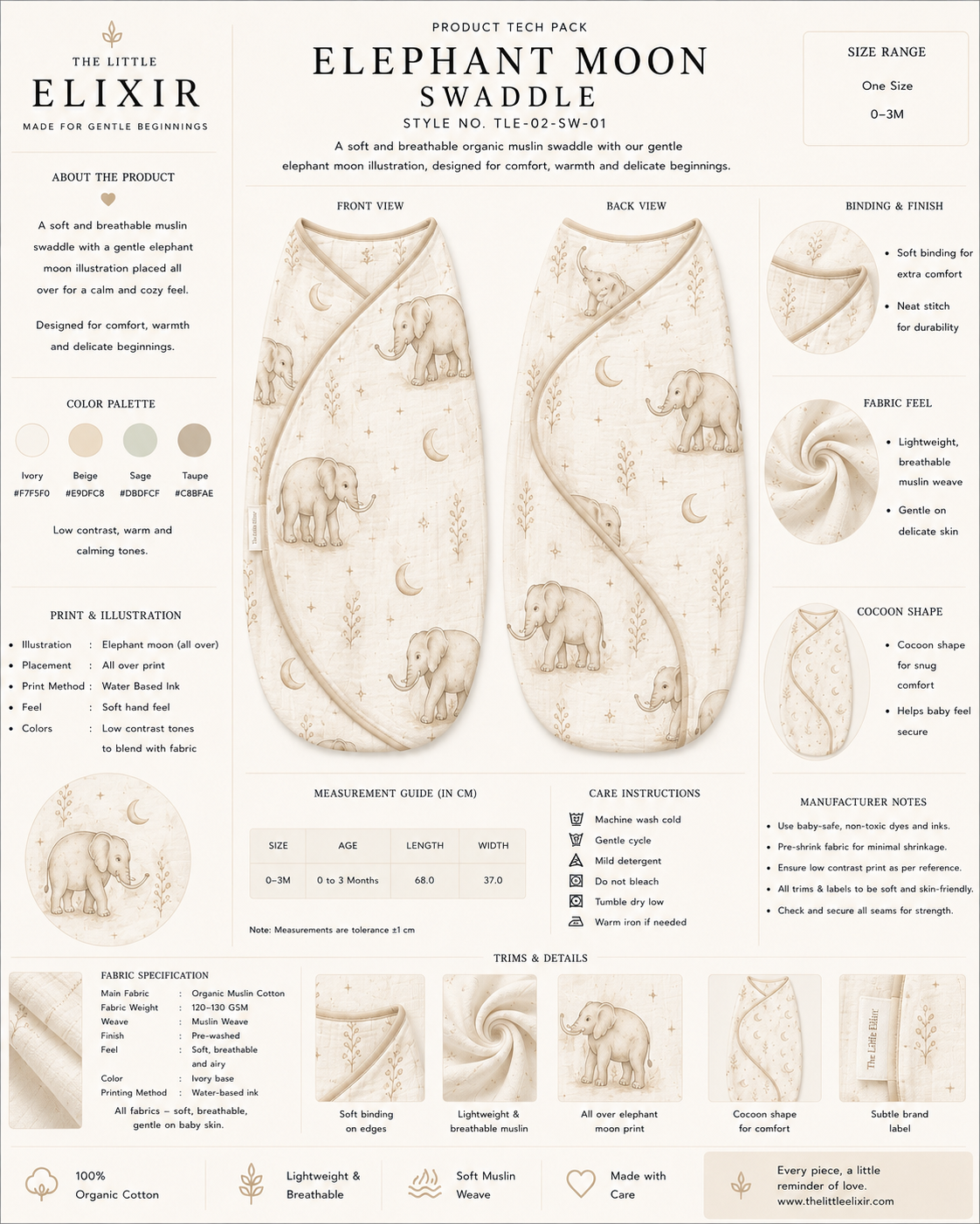 Elephant Moon Swaddle